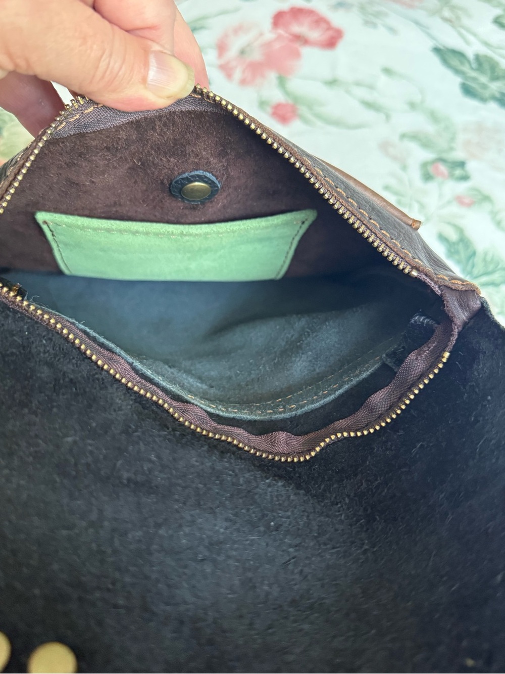 Boho Hand Tooled Leather Crossbody Bag Western Asymmetric Vintage Artisan Purse - Picture 5 of 16